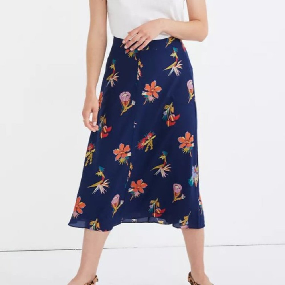 NWOT Madewell Silk Atrium Midi Skirt size 8